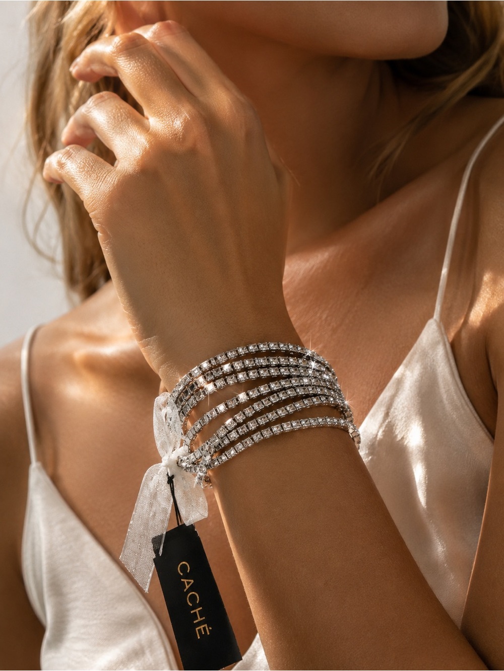 Caché Silver Crystal Bracelet Set 5 pieces. sparkly bling $34 cute preppy formal